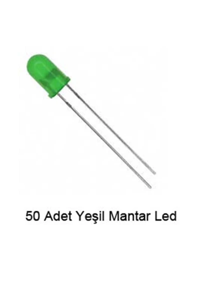 5mm Yeşil Mantar LED Diyot Devre Elemanı - 50 Adet Ekonomik Paket ürün görseli 1