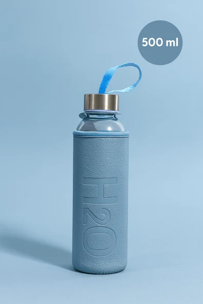 Fhilli 500 ml H2O Deri Kılıflı Cam Matara ürün görseli 1
