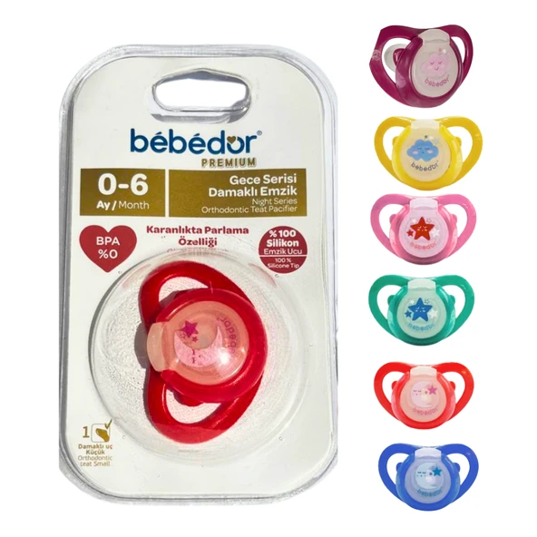 Bebedor Premium 181 Gece Serisi Karanlıkta Parlayan Damaklı Küçük Uç Emzik 0-6 Ay ürün görseli 1