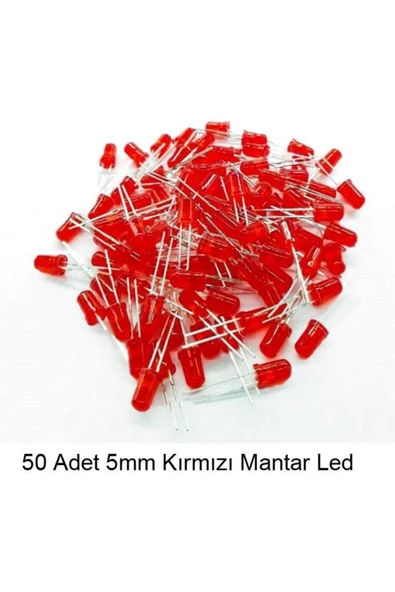 5mm Kırmızı Mantar LED Diyot Yüksek Parlaklık - 50 Adet Ekonomik Paket ürün görseli 1