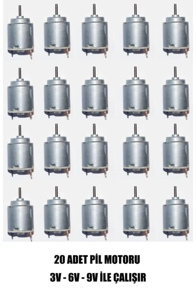 Deney Motoru 3,6,9 Volt 20 Li Set Deney Pıl Motoru Oyuncak Motoru Yuvarlak ürün görseli 1