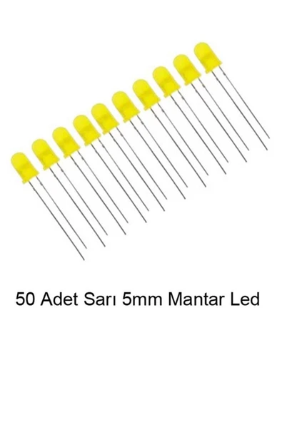 5mm Sarı Mantar LED Diyot Yüksek Parlaklık - 50 Adet Ekonomik Paket ürün görseli 1