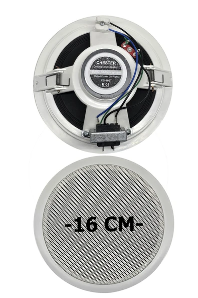 16 cm Trafolu Tavan Tipi Hoparlör - Alçıpan Uyumlu Trafolu Sütun Hoparlör - 20 Watt Beyaz ürün görseli 1