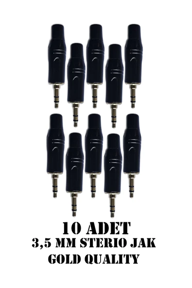 3.5 mm Stereo Çivi Jak Lehim Tipi Fiş Kulaklık Aux Bilgisayar Ses Kablosu Giriş Tamir Jakı 10 Adet Siyah ürün görseli 1
