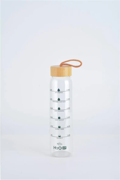 H2O FİT Bambu Kapaklı Cam Matara ürün görseli 1