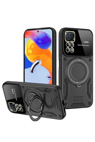 Newface Realme 11 Pro Plus Joy Lens Standlı Kapak - Siyah ürün görseli 1