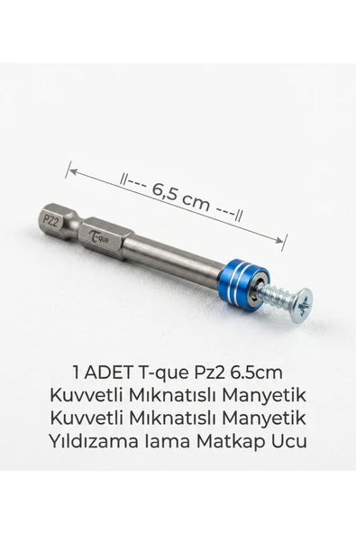 KARAPOLAT T-que Pz2 6,5cm Ultra Kuvvetlı Mıknatıslı Manyetık Yıldız Uç Vidalama Matkap Ucu 1 ADET ürün görseli 1