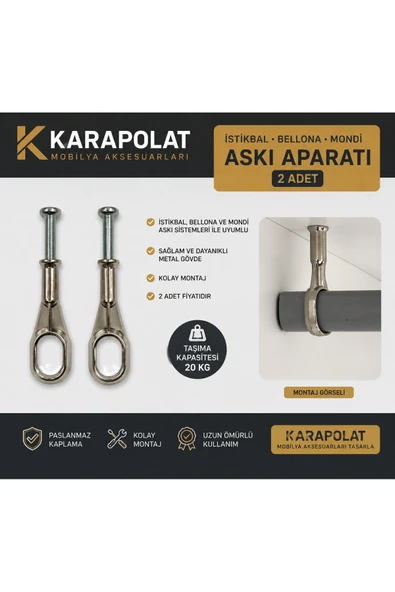 KARAPOLAT Istikbal Bellona Mondi Flanş 2 Adet Vidalı Inox ürün görseli 1
