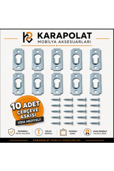 KARAPOLAT 10 Adet Gizli Çerçeve Askısı Bombeli Model Metalik ürün görseli 1