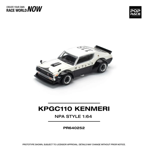 Pop Race PR640252 1/64 Nissan Skyline KPGC110 Kenmeri NPA Style ürün görseli 1