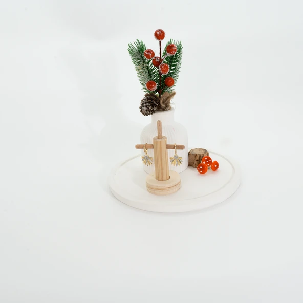 Biem Midye Model Taşlı Küpe - Resim 3
