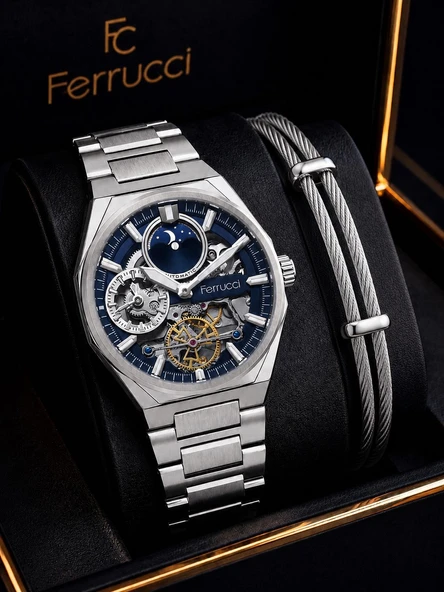 Ferrucci Otomatik Ve Kurmalı Güneş Ve Mehtap Kadranlı 2 Yıl Garantili Erkek Kol Saati BFC.M3558.S2 ürün görseli 1