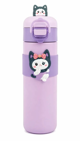 NOKI KIDS CIFT AGIZLI CELIK MATARA 500ml MOR ürün görseli 1