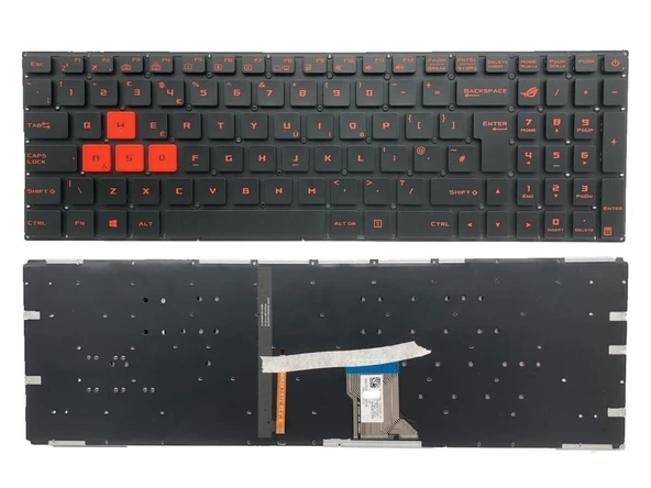 Asus GL502VS-FY307T Notebook Klavyesi, Laptop Tuş Takımı - Siyah TR Işıklı - Kırmızı - V1 ürün görseli 1