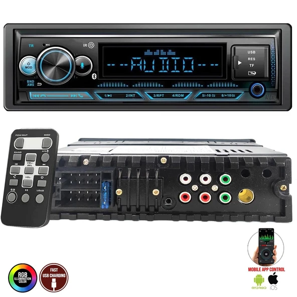 MEGAVOX MGX-X500 DSP Oto Teyp 4X60 Watt Bluetooth Mobil Aplikasyon Usb Fm Aux 7 Renk Ekranlı ürün görseli 1