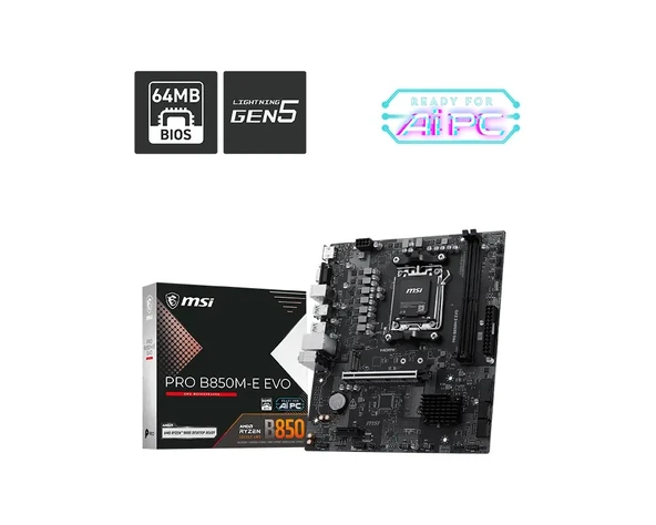 MSI PRO B850M-E EVO DDR5 ANAKART 8200MHz(OC) ürün görseli 1