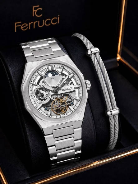 Ferrucci Otomatik Ve Kurmalı Güneş Ve Mehtap Kadranlı 2 Yıl Garantili Erkek Kol Saati BFC.M3558.S1 ürün görseli 1