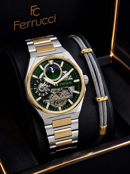 Ferrucci Otomatik Ve Kurmalı Güneş Ve Mehtap Kadranlı 2 Yıl Garantili Erkek Kol Saati BFC.M3558.S4 ürün görseli 1