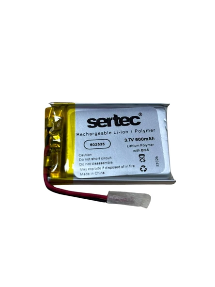 Sertec 602535 3.7V 600 MAh Li-Polymer Pil (Devreli/1.5A) ürün görseli 1