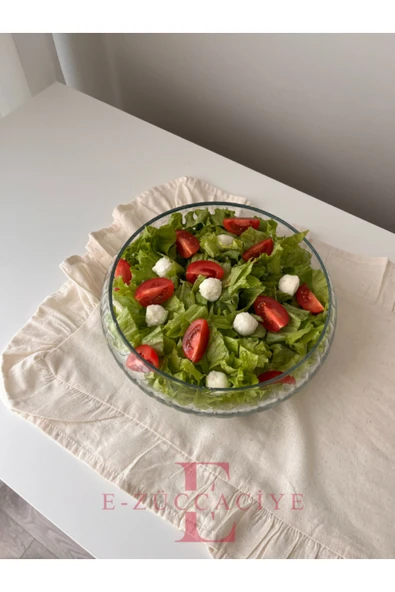 E Züccaciye El Yapımı Cam Salata Kasesi Beyaz ürün görseli 1