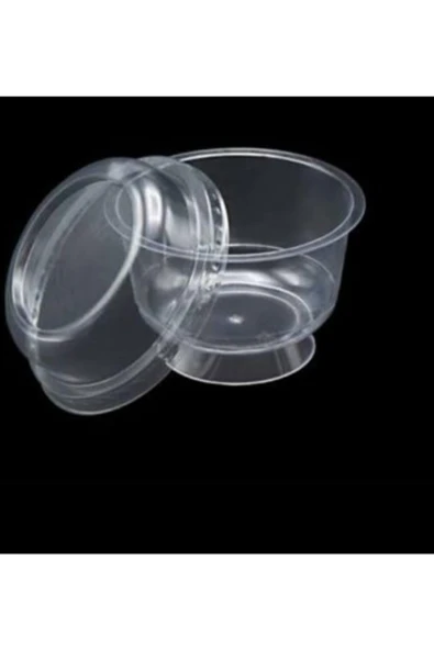 14Süs Plastik Kristal Tatlı Kabı - Kapaklı 180cc 25 Adet, Kullan At Magnolya Kase gri ürün görseli 1