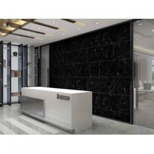 Renkli Duvarlar Yapışkanlı Siyah Mermer Desen 1 Adet 30x60 cm Zemin Duvar Döşeme Panel NWYP11 ürün görseli 1