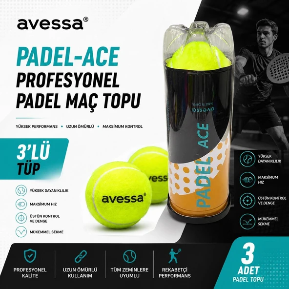 Avessa Padel-Ace Profesyonel Padel Maç Topu 3lü ürün görseli 1