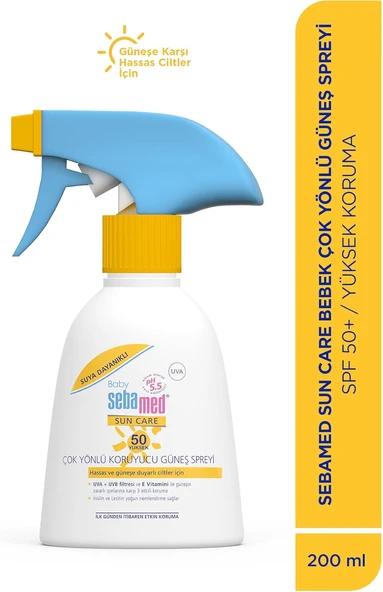 Sebamed Baby SPF 50+%98 UVA Korumalı UVB Filtreli Çok Yönlü Koruyucu Çocuk Güneş Spreyi 200 ml ürün görseli 1