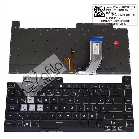 Asus G512LV-HN165, G512LV-HN221 Notebook Klavyesi Siyah TR - Ver.2 ürün görseli 1
