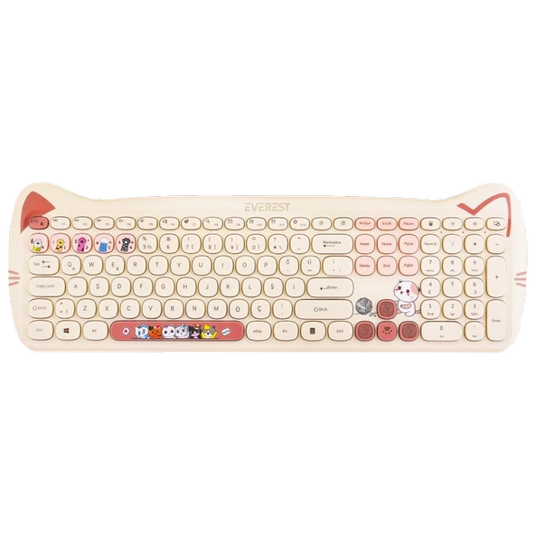 KM-6283 CATTY Sari Kablosuz Klavye Mouse Set