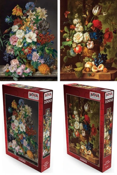 Nova Puzzle 2x1000 Parçalık Vazoda Çiçekler İkili Puzzle/Yapboz Seti ürün görseli 1
