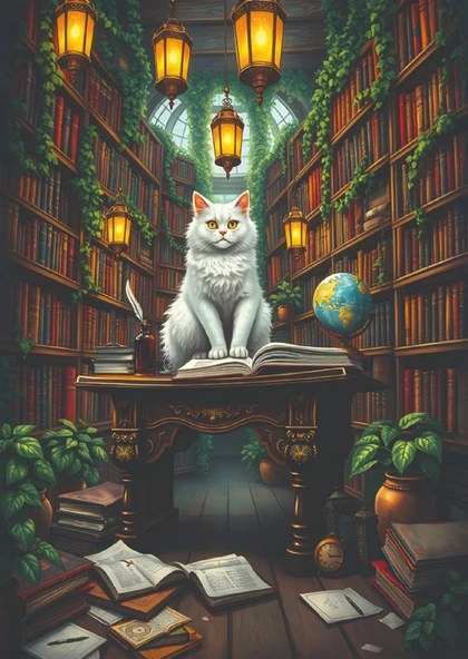 Nova Puzzle 1000 Parça Kütüphane Görevlisi Bilge Kedi Puzzle Yapboz - 41209 ürün görseli 1