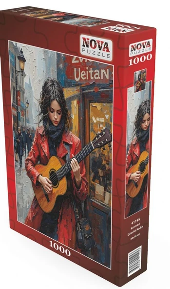 Nova Puzzle 1000 Parça Kırmızılı Gitarist Kadın Puzzle - 41195 ürün görseli 1