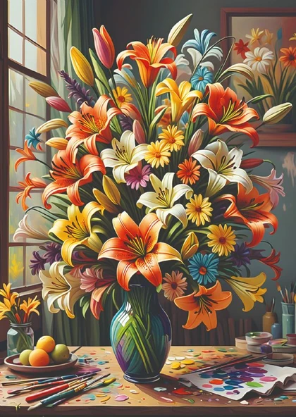 Nova Puzzle 1000 Parça Boyanın ve Çiçeklerin Buluşması Yapboz/Puzzle - 41204 ürün görseli 1