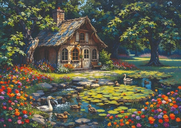Nova Puzzle 1000 Parça Ördekler ve Küçük Kulübe Yetişkin Puzzle - 41211 ürün görseli 1