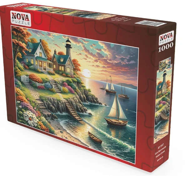 Nova Puzzle 1000 Parça Gün Batımında Sakin Liman Puzzle - 41197 - Deniz Feneri ürün görseli 1
