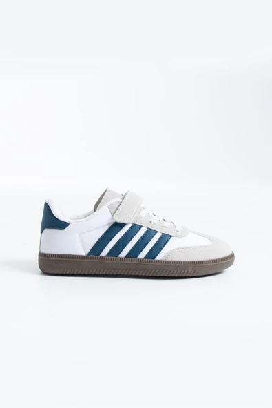Kız Çocuk Beyaz Retro Terrace Çizgili Cırtlı Okul ve Günlük Sneaker Spor Ayakkabı ürün görseli 1