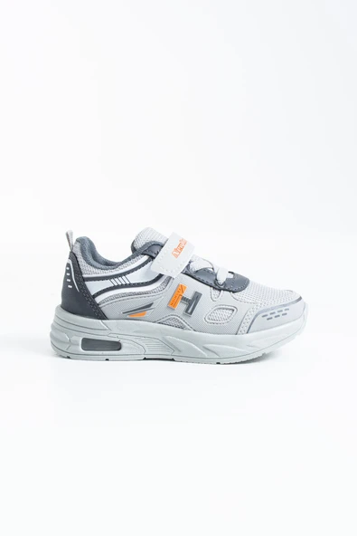 Minimix Unisex Çocuk Cırtlı Buz Gri Turuncu Cırtlı Air Taban Kreş ve Anaokulu Spor Ayakkabı ürün görseli 1