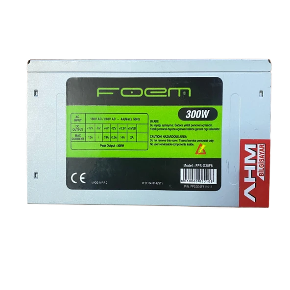 FOEM 300 WATT POWER SUPPLY 8 CM FANLI GÜÇ KAYNAĞI (2 EL YENİLENMİŞ ÜRÜNDÜR) ürün görseli 1