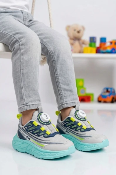 Marcokids Gri-Lacivert Dar Kalıp Erkek Çocuk Spor Ayakkabı 26Y517 P ürün görseli 1