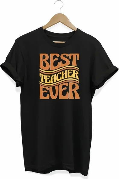 24 Kasım Öğretmenler Günü Hediye Baskılı Oversize Bisiklet Yaka T-shirt - Siyah ürün görseli 1