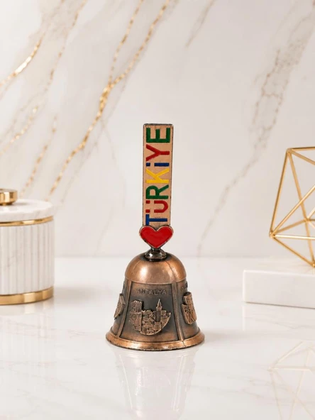 Metal El Çanı Servis Zili – Dekoratif Masa Zili Otel Kafe Resepsiyon Çağrı Çanı 10.5 cm ürün görseli 1