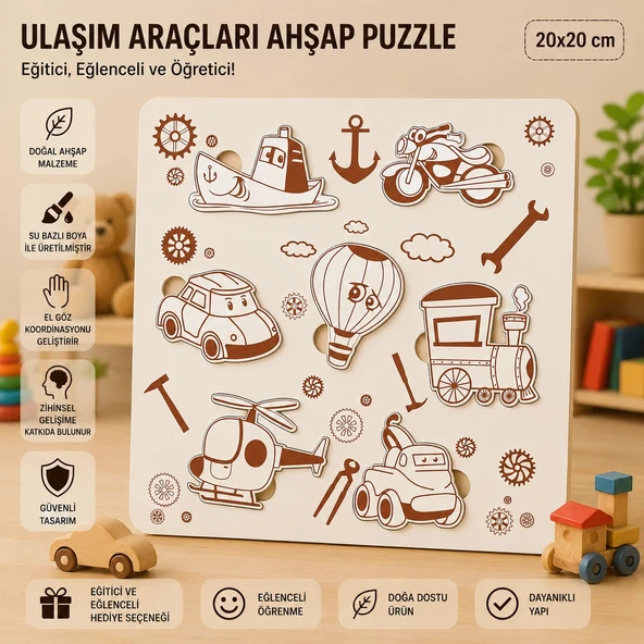 Ahşap Puzzle - Rakamlar: Eğitici ve Öğretici Okul Öncesi Matematik Seti (20x20 cm) ürün görseli 1