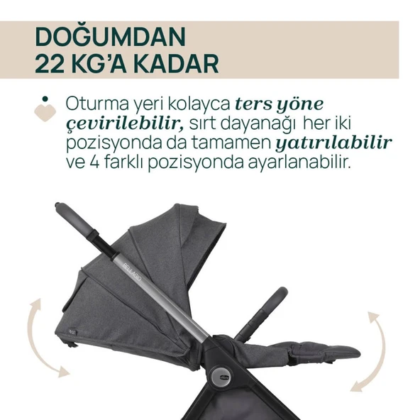 Bellagio Bebek Arabası Black Satin - Resim 3