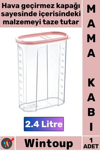 #MamaKabı Hava Geçirmez Kapaklı Taze Tutan Plastik Mutfak Saklama Kabı Mama Kabı 2.4 Litre ürün görseli 1