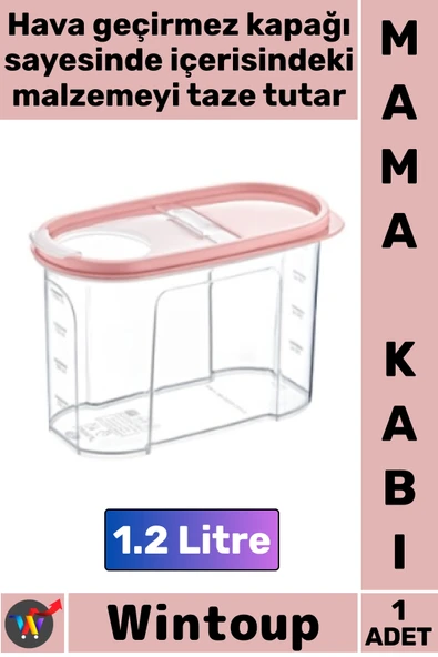 #MamaKabı Hava Geçirmez Kapaklı Taze Tutan Plastik Mutfak Saklama Kabı Mama Kabı 1.2 Litre ürün görseli 1