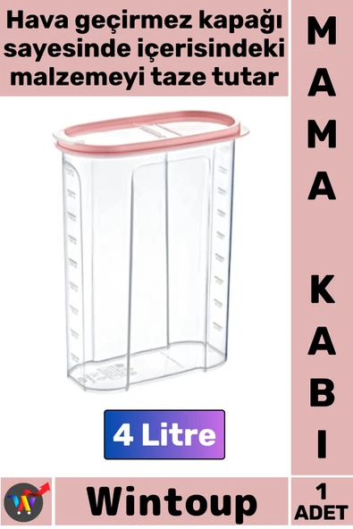 #MamaKabı Hava Geçirmez Kapaklı Taze Tutan Plastik Mutfak Saklama Kabı Mama Kabı 4 Litre ürün görseli 1