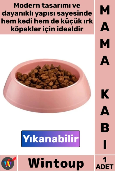 #MamaKabı Sağlam Dayanıklı Plastik Yıkanabilir Kedi Köpek Evcil Hayvan Kabı Küçük Yuvarlak Mama Kabı ürün görseli 1