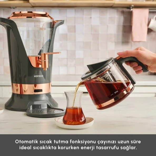 Karaca Maxiva 1651 Elektrikli Semaver 35 Çay Bardağı Kapasiteli Antrasit ürün görseli 1