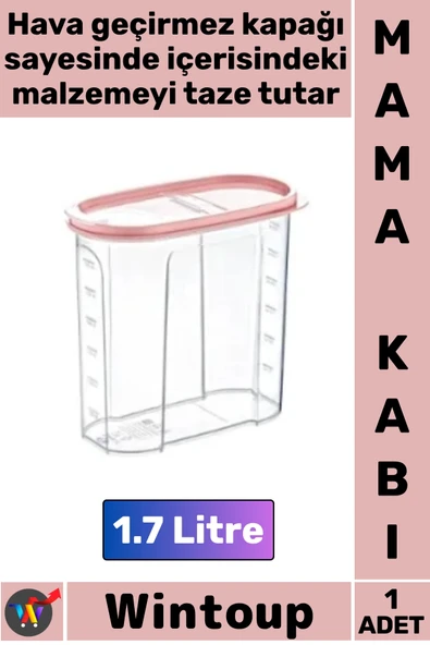 #MamaKabı Hava Geçirmez Kapaklı Taze Tutan Plastik Mutfak Saklama Kabı Mama Kabı 1.7 Litre ürün görseli 1